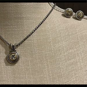 Brighton 3 pc set. Includes necklace/pendant + earrings. Sterling silver + gold